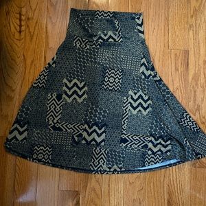 LulaRoe Azure Brown and Blue Midi Skirt